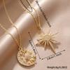 Women's Trendy 2-Piece Gold Sun and Moon Pendant Necklace Set