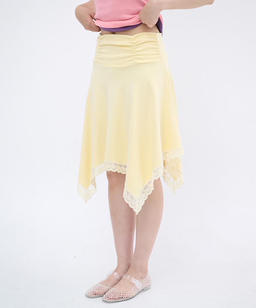 Isjabaibeu Lace Point Unbalanced Skirt - Yellow