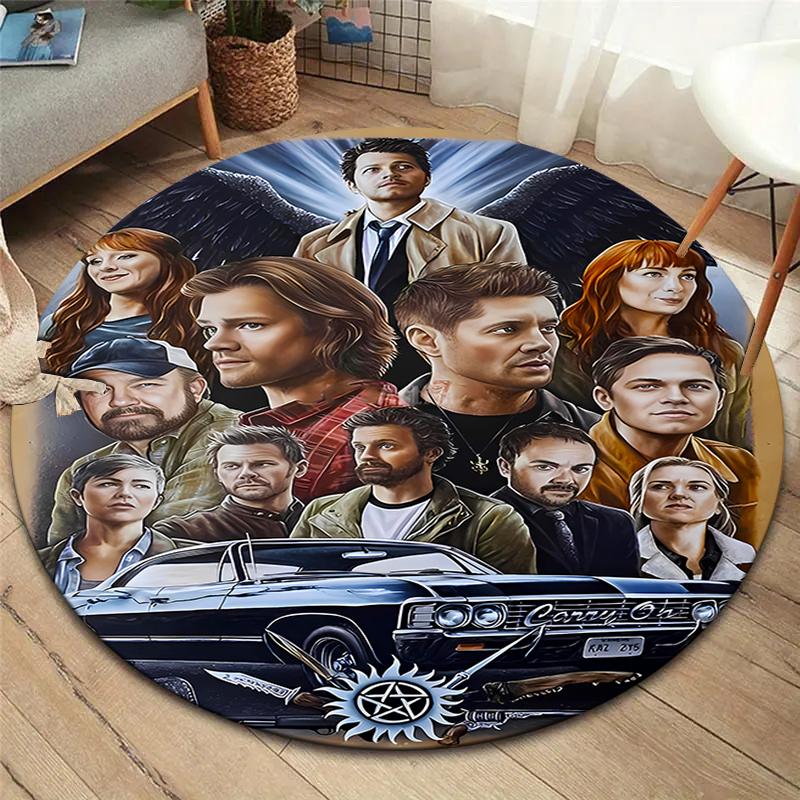 

Supernatural Round Area Rug,Carpet Rug for Living Room Bedroom Sofa Playroom Decor,Non-slip Floor Mat 80cmx80cm