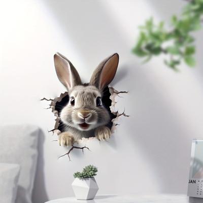 Durchbrechende Wand Hase Wandaufkleber Wasserdicht PVC Selbstklebend Zuhause Büro Wohnzimmer 3D-Effekt Hase Wandkunst Dekoration Aufkleber