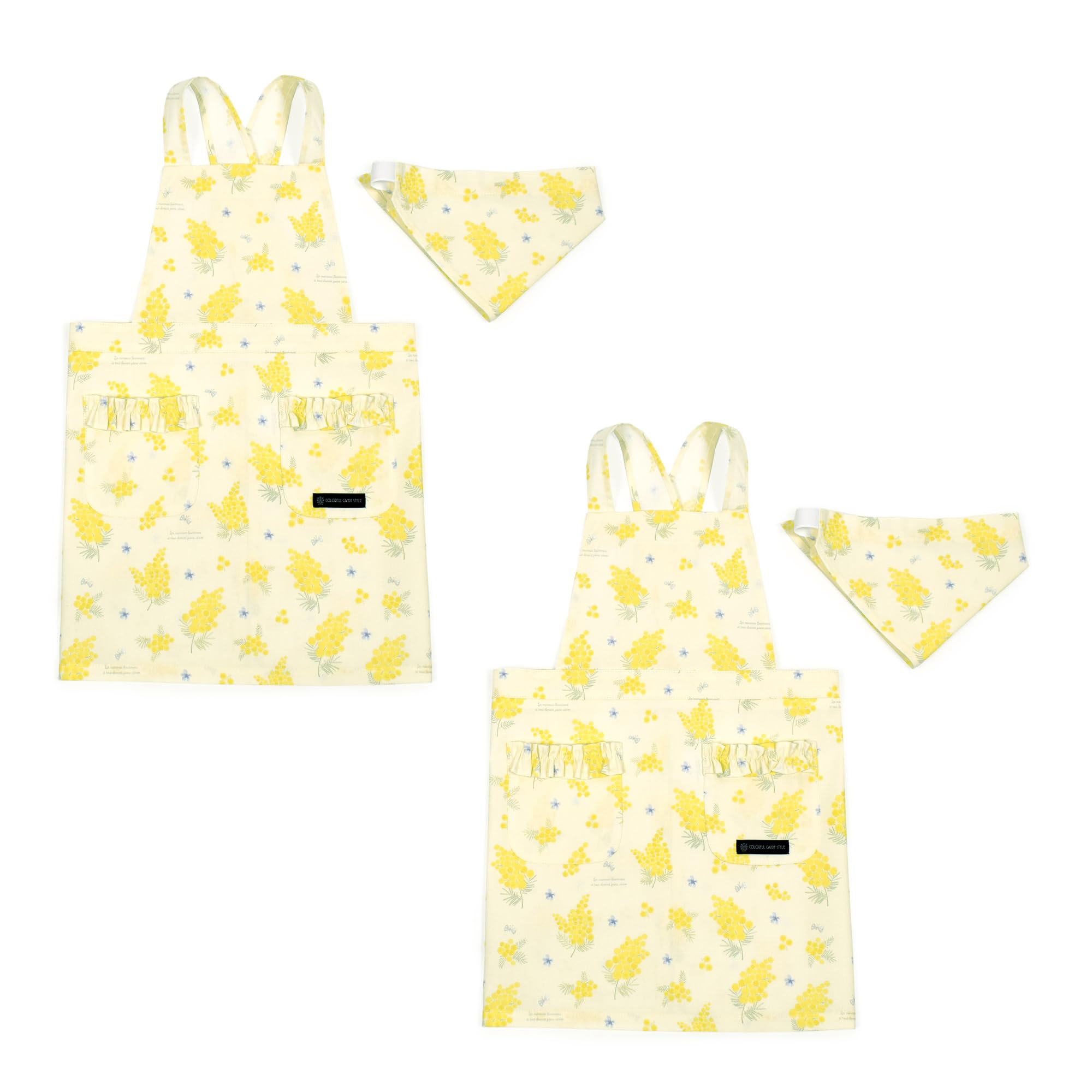 

ЯРКИЙ КОНФЕТНЫЙ СТИЛЬ Фартук с перекрестной спинкой Мимоза Флер Набор из 2 штук Милый детский фартук для девочек Набор треугольного платка Детский фартук Детский для малышей Начальная школа Милый