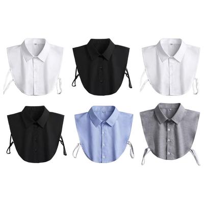 Fake Collar Detachable Collar for Women Girls Shirts Dickey Half False Blouse Dickey Tops Solid Color False Collar White/Black