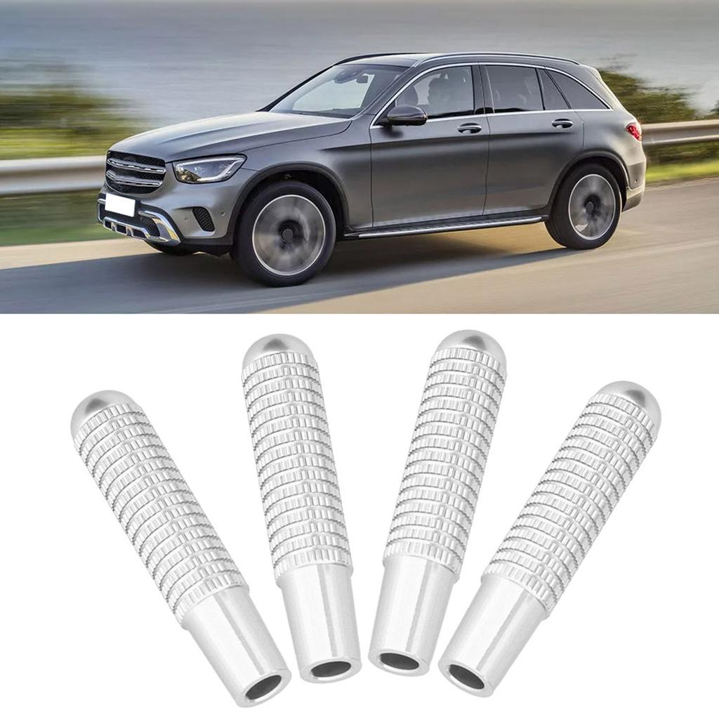 4pcs 9.5mm Aluminium Alloy Car Interior Door Lock Pin Knob Cover Fit for Mercedes Benz (Silver)