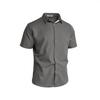 Summer Men's Solid-Colour Button-Down Casual Short-Sleeved Shirt Trendy Beach Holiday T-Shirt