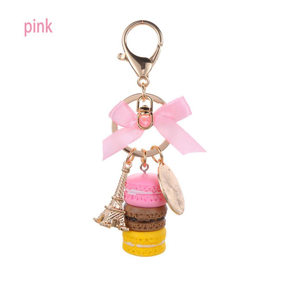 

Women s Ring Presents Christmas Bag Birthday Ribbon Metal for Gift Keychain Macarons Cake Keyrings розовый