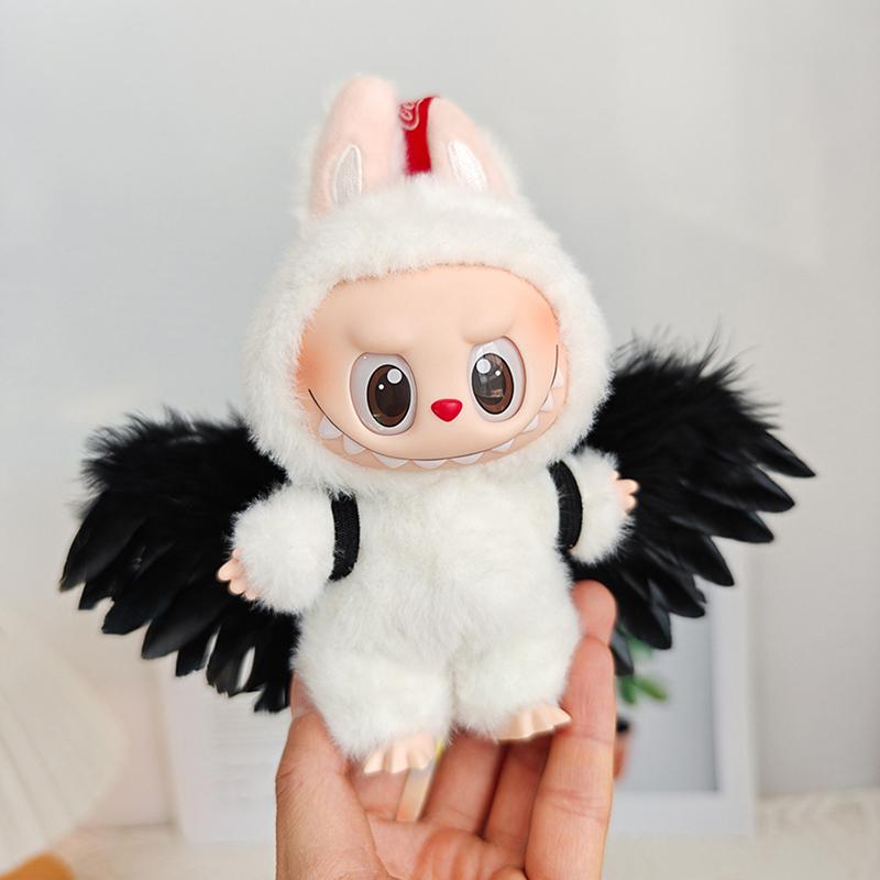 

1Pcs White And Black Angel Feather Wings Labubu Clothes Labubu Macaron Doll Children s DIY Toys Action Toy Figures