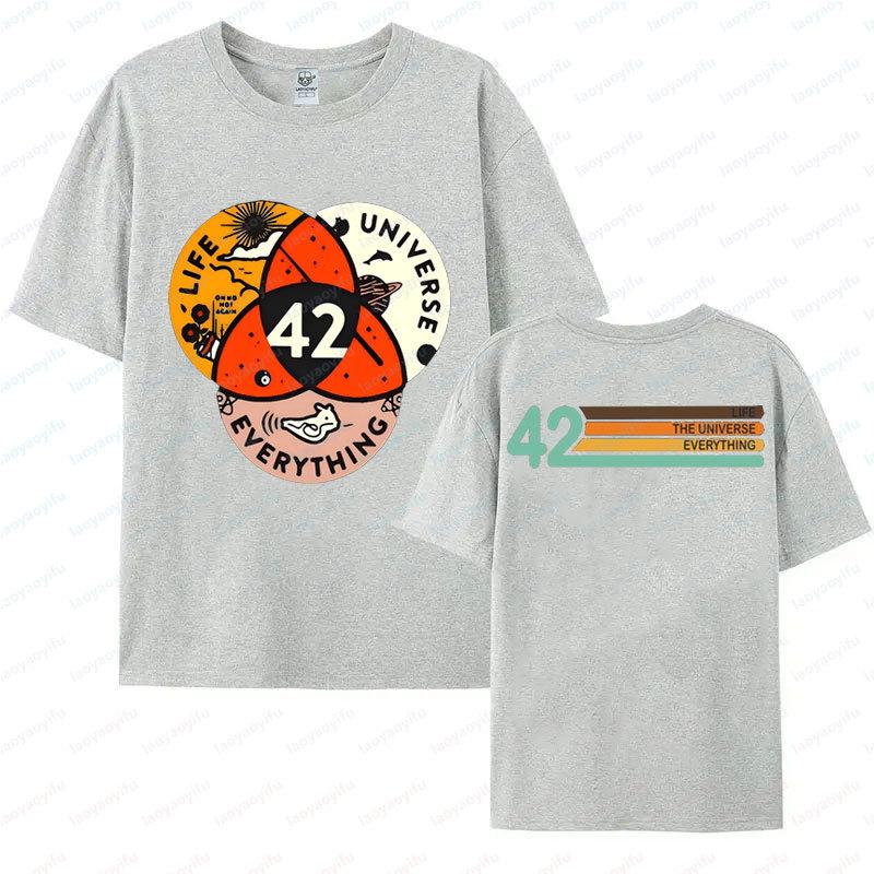 

42 Life Universe Everything 2 Side Print T-Shirt Vintage Pyramid Hitchhikers Guide Galaxy Graphic T Shirts Short-sleeve Tees S разноцветный