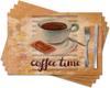 1PC Retro Placemats,Coffee Theme Coffee Time Linen Table Mats Heat Resistant Placemats Non-Slip Dining Table Place Mats