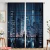 2pcs,2D Plane Printing Curtains Digital Printed Urban Window View Polyester Easy Install (without Rod) Decorations For Home for