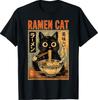 Funny Cat Ramen Graphic Tee Japanese Kawaii Anime Cat T-Shirt