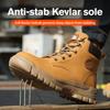 Fashion Mens Steel Toe Safety Boots Waterproof Leather Work Shoes Protective Work Boots High Top Safety Shoes Man Labor Protection Shoes