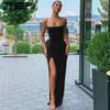 WTEMPO Sleeveless Red Black Club Party Long Dresses Women Spring Summer Basic Bodycon Stretchy Slim Solid Side Slit Dresses
