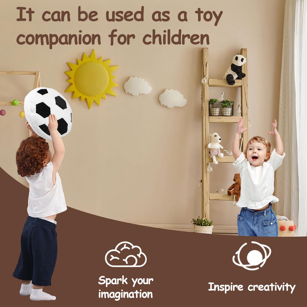 2Pcs Plush Soccer Pillow Soft Basketball Shaped Throw Pillow Cute Stuffed Home Decor Multipurpose Bed Cushion for Kids Room Sofa