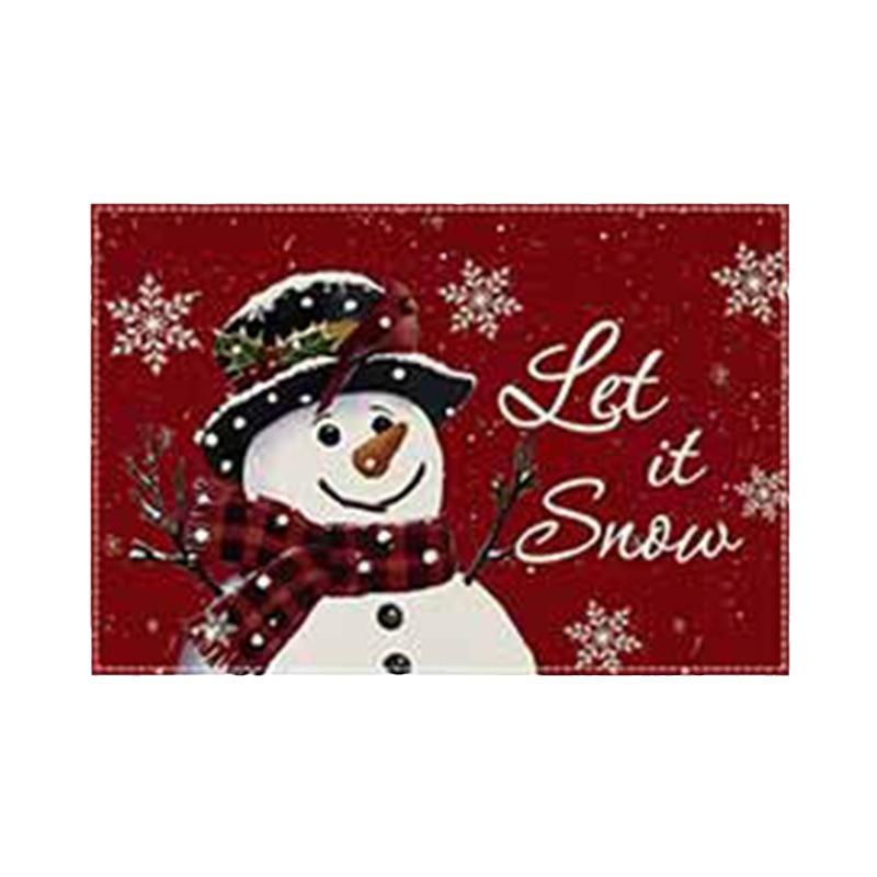Christmas Snowman & Snowflake Plaid Insulated Placemat - Festive Table Decoration
