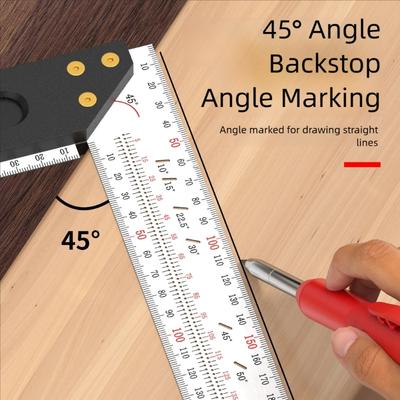 Multiple Functional Steel Carpenter Tool 45° Angles Guide & 90° Layout Square Upgrades for Accurate Marking & Measuring