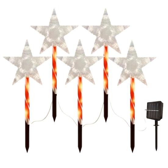 Solarne Lampki Świąteczne do Wbijania Święty Mikołaj Dekoracja Trawnika na Podwórko Wodoodporne Zewnętrzne Lampki Ścieżkowe Świąteczne Łatwa Instalacja Oświetlenie Pęknięć Ściany Ogrodowej