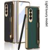 With S Pen Holder Cover For Samsung Galaxy Z Fold 3 5g Case Shell Film Integrated Electroplating Plain Leather Pen Slot Z Fold3