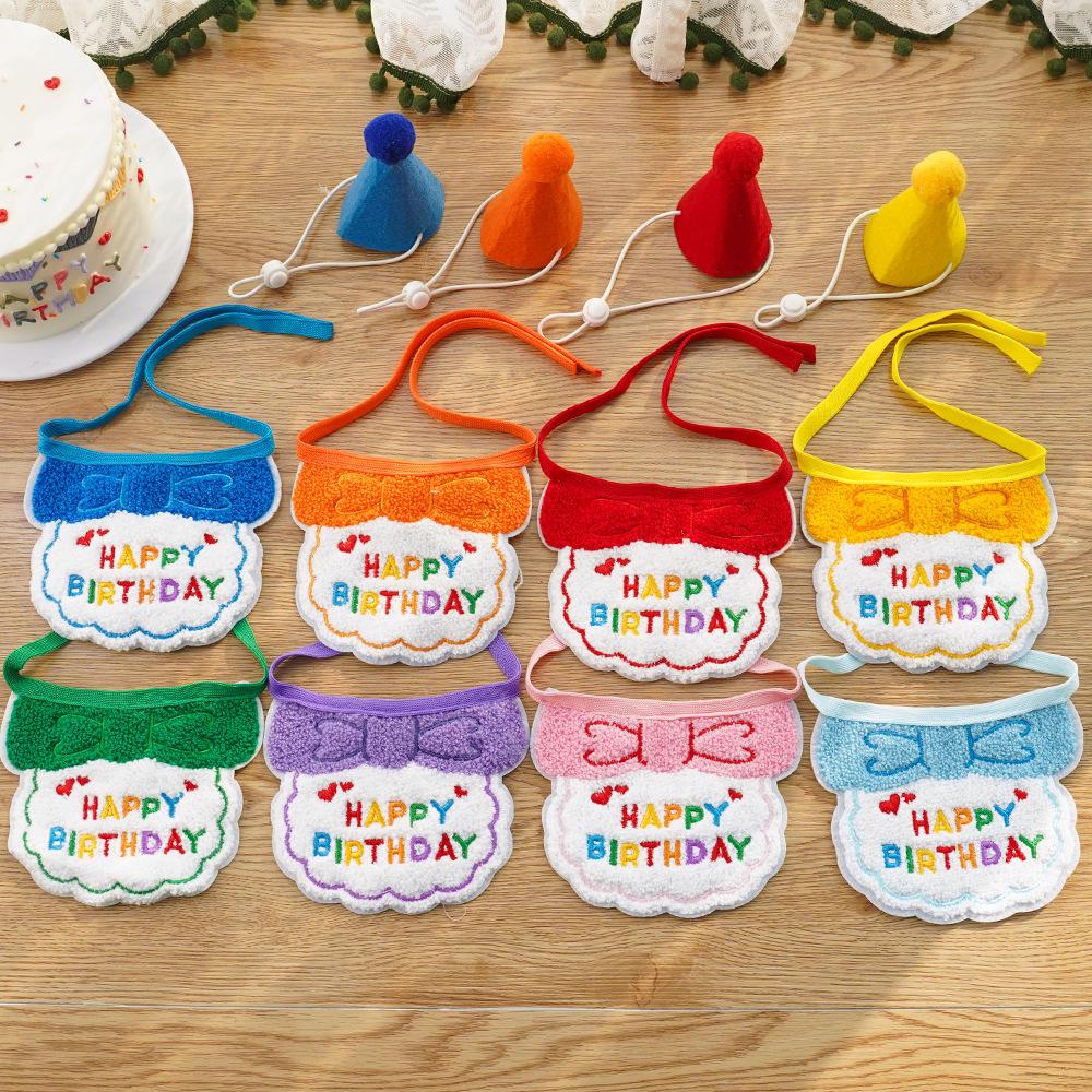 Pet Birthday and Halloween Party Hat, Bib, and Scarf Set for Dogs and Cats