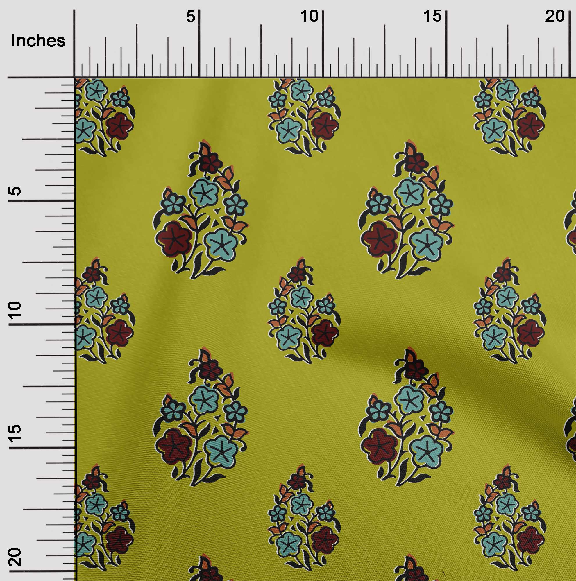 

Швейна тканина oneOone Cotton Flex із листям і квітковим принтом BTY 40 дюймів 42 Inch - Viscose Chiffon зелений