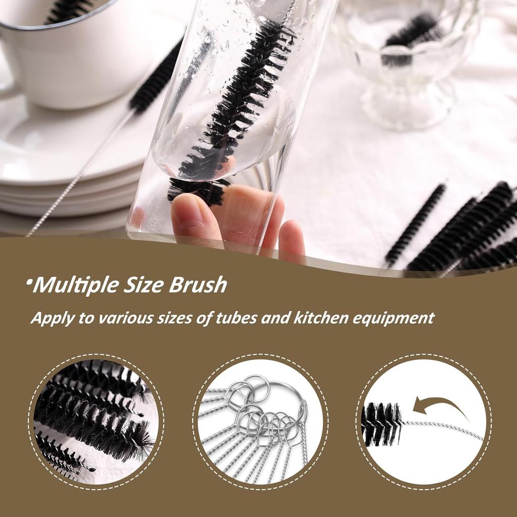 Straw Cleaner Brush, 14PCS 8.2 Inch Nylon Tube Brush Set, Bottle Cleaning Brushes for Water Bottle, Sippy Cup,Tight Spaces,Tumbler