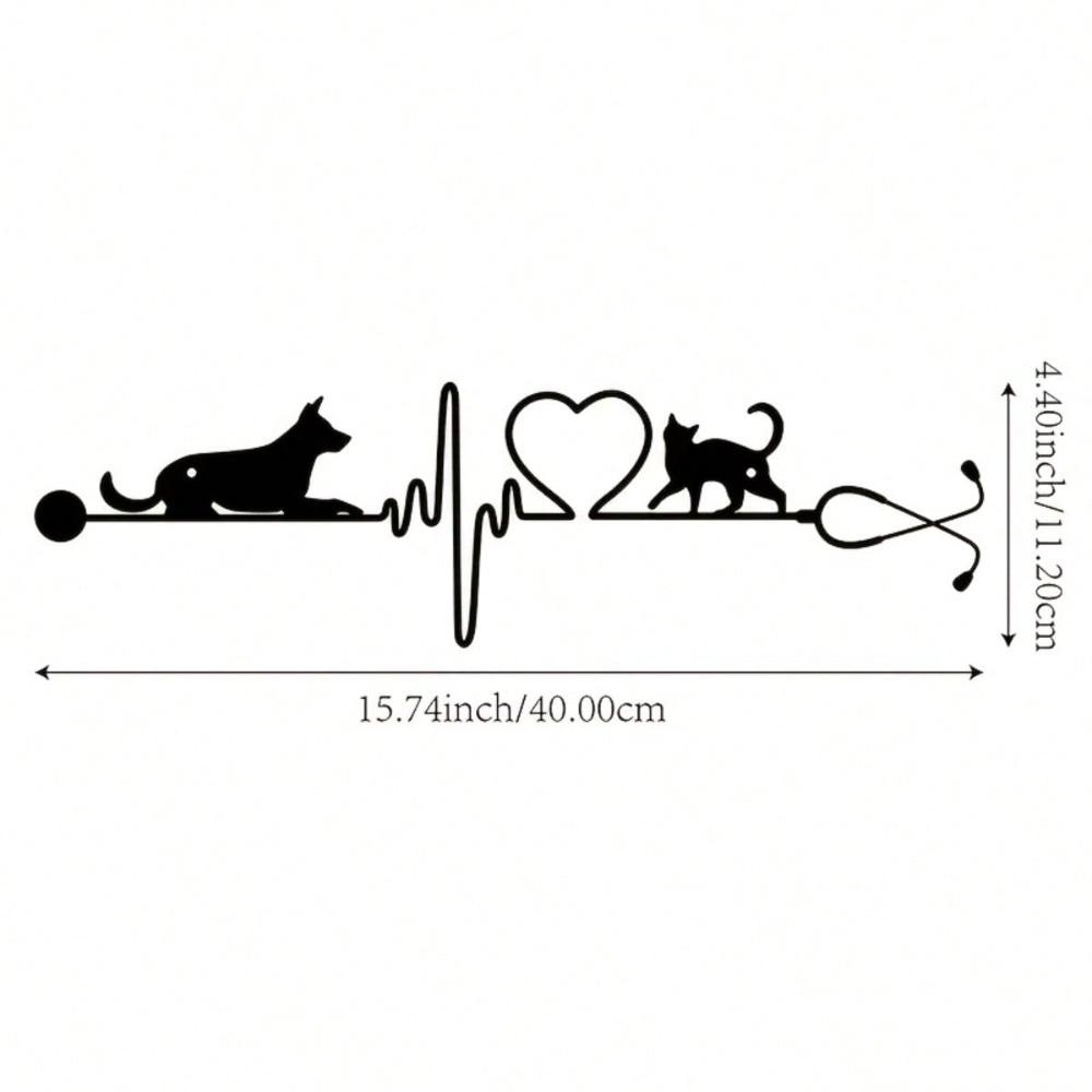 Veterinary Heartbeat Dog Cat Metal Wall Art Rustic Home Decor Outdoor Garden Gift