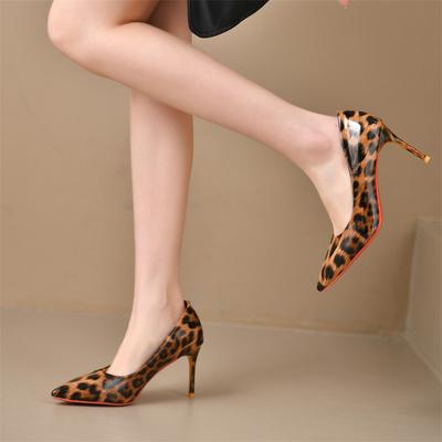 Pointed Sexy Leopard Print High Heels Women's Spring New Shallow Mouth High-end Skirt Stiletto Single Shoes