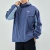 Anta Life Series Loose Logo Casual Windproof Warm Hooded Jacket Men Outerwear Light-Ink-Blue 952148640-2