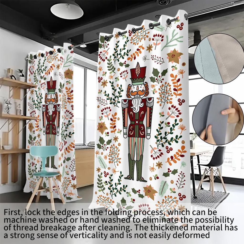 Specialdesignade Nötknäckare Digitaltryck Mörkläggningsgardiner - Tjock Polyester med Värmeisolering & Solskydd