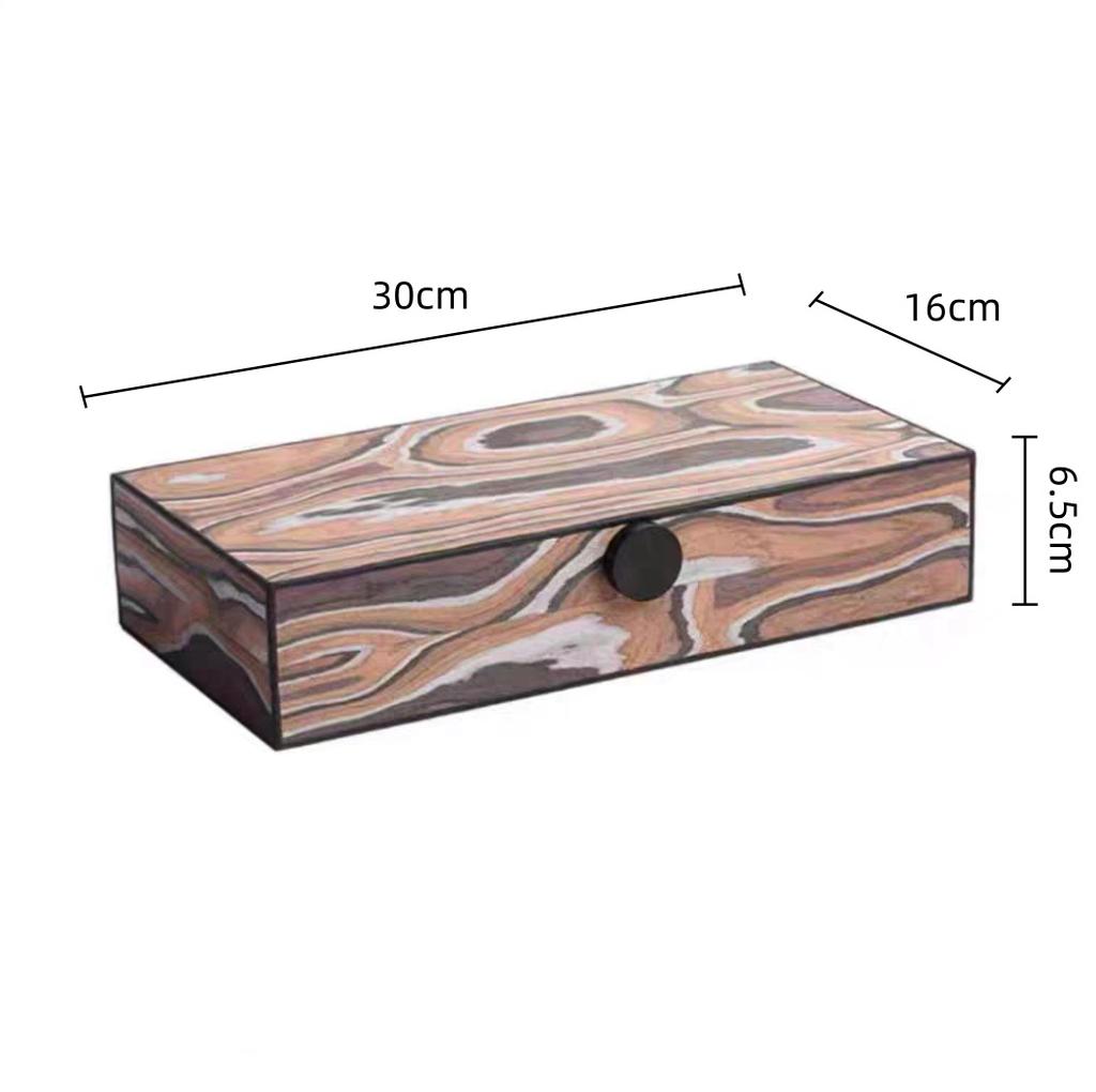 Leopard Print Storage Box Jewelry Box Rectangular Covered Sealed Desktop Storage Container Wooden Creative Ornaments