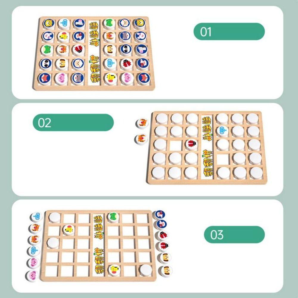 Wooden Brain Teaser Chess Board Flip Concentration Bingo Game Family Party