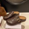 Boken Shoes Half Slippers Female Summer One Foot Lazy Person Single Shoes Toe Leather Cool Slippers