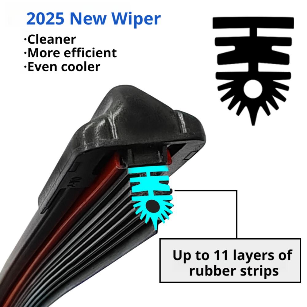 Car Wiper Mute Car Front Windshield Wiper Soft Double Rubber Strip Windshield Windscreen Wipers Accessory