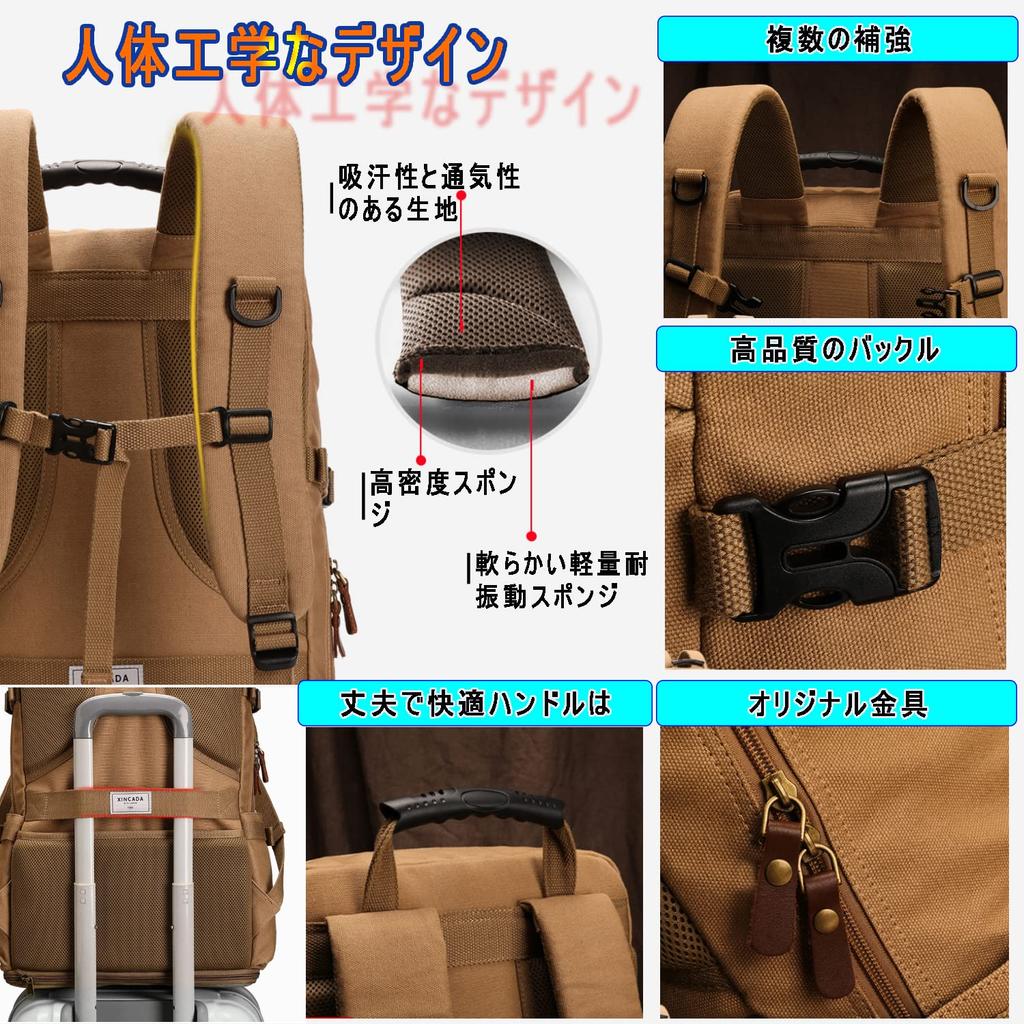 [shrradoo] Hiking Backpack 75L Large Capacity Canvas Backpack Lightweight Waterproof Hiking Camping Outdoor Bag Disaster Preparedness Travel (Canvas