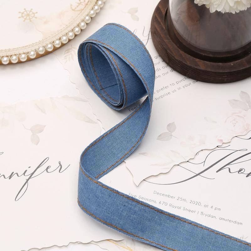 1Roll Versatile Hair Accessories Dark Blue Bag Straps Cowboy Webbing Creative Handicrafts DIY Gift Packaging