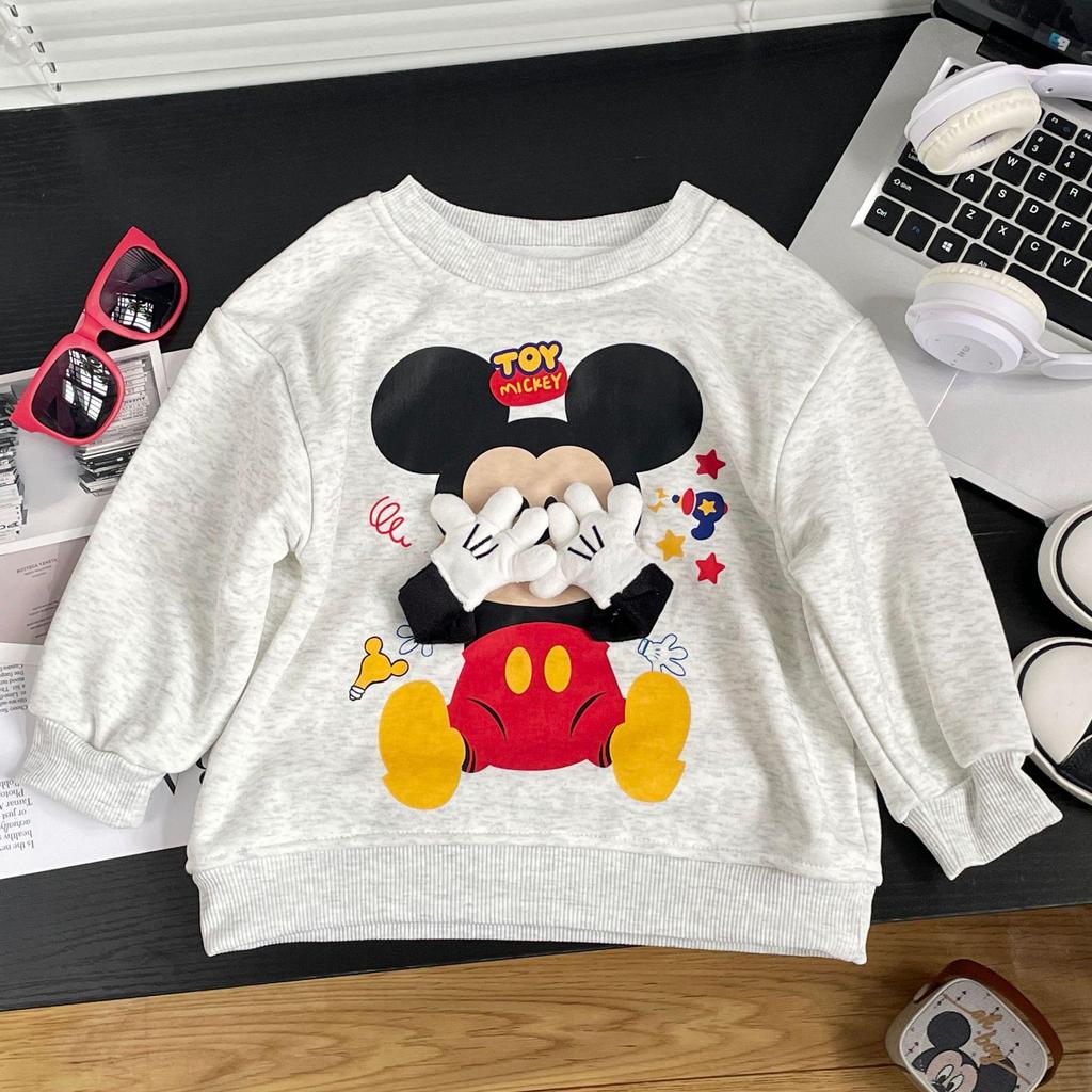 2025 Unisex Dětská 3D mikina s kapucí z plyše Mickey s fleecovou podšívkou – Dětské oblečení v korejském stylu