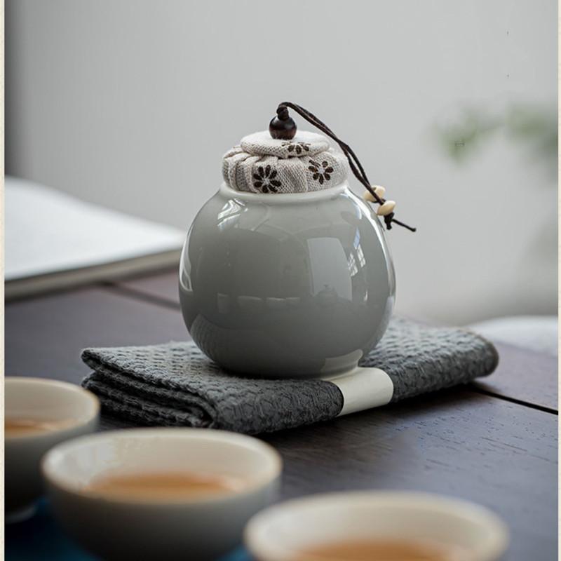 Chinese Ceramic Tea Caddy Sealed Tea Jar Coffee Candy Spices Containers Travel Portable Tea Boxes Household Storage Tank Teaware