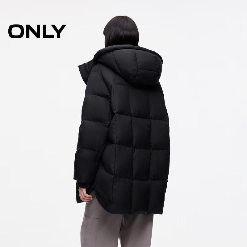 ONLY Women's 90% White Duck Down Mid-Length Hooded Puffer Jacket
