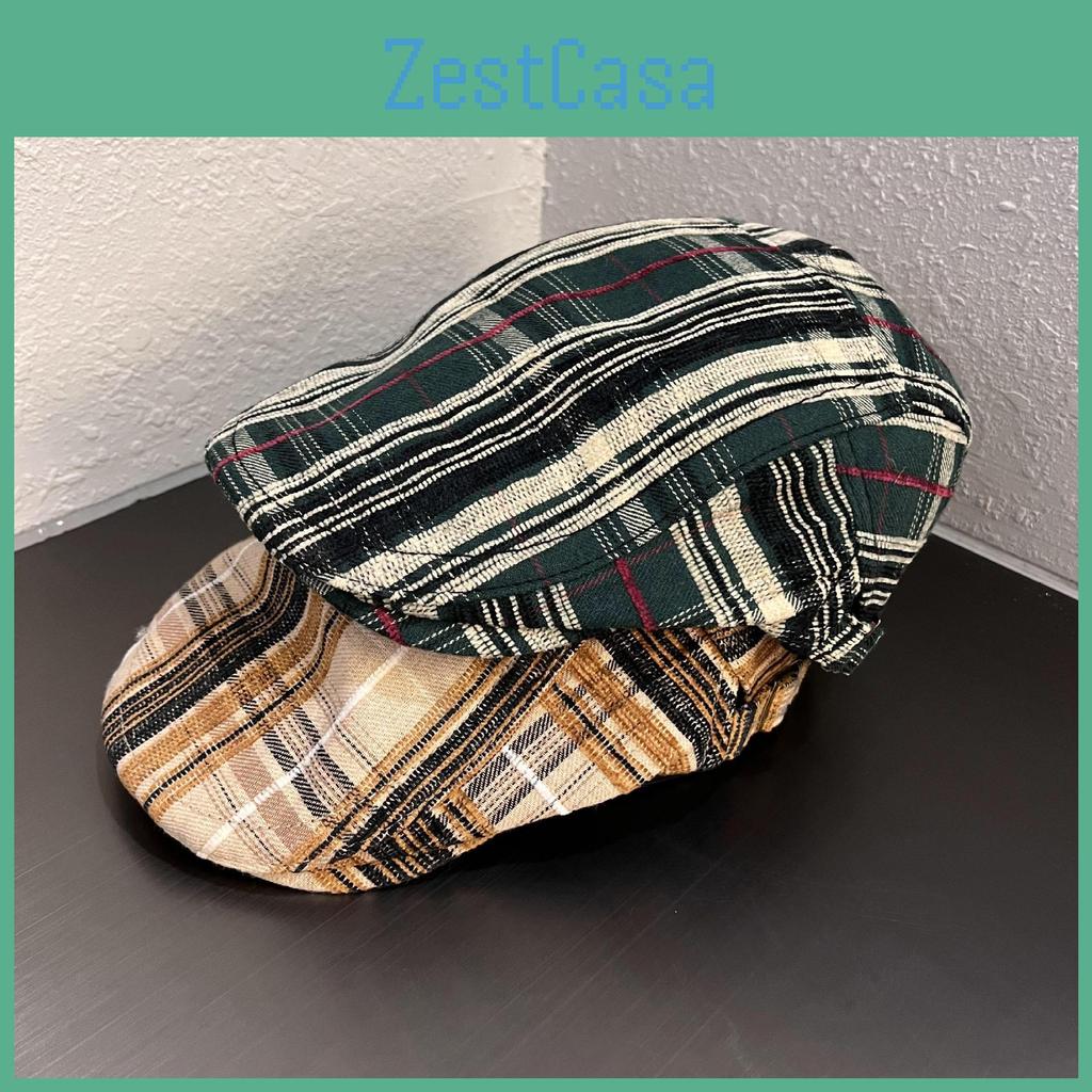 Style Retro Street Checkered Pattern Neutral Casual Duckbill Cap Autumn For