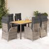 Vidaxl 7-Cz. Set di Mobili da Giardino con Cuscini, Grigio, Rattan PE