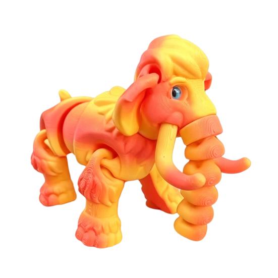 3D Printed Mammoth Figurine, Elephant Ornament with Movable Joints, Kids Stress Relief Animal Fidget Toy for Home Office Small D