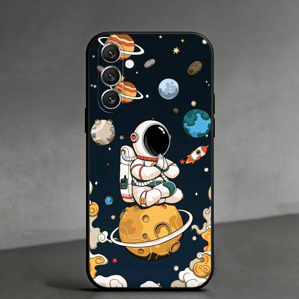 Q-Q Version of Astronaut  Phone Case For Samsung Galaxy A91,80,73,72 ,71,53,52,32 ,31,22,21s,20,Soft Black Case