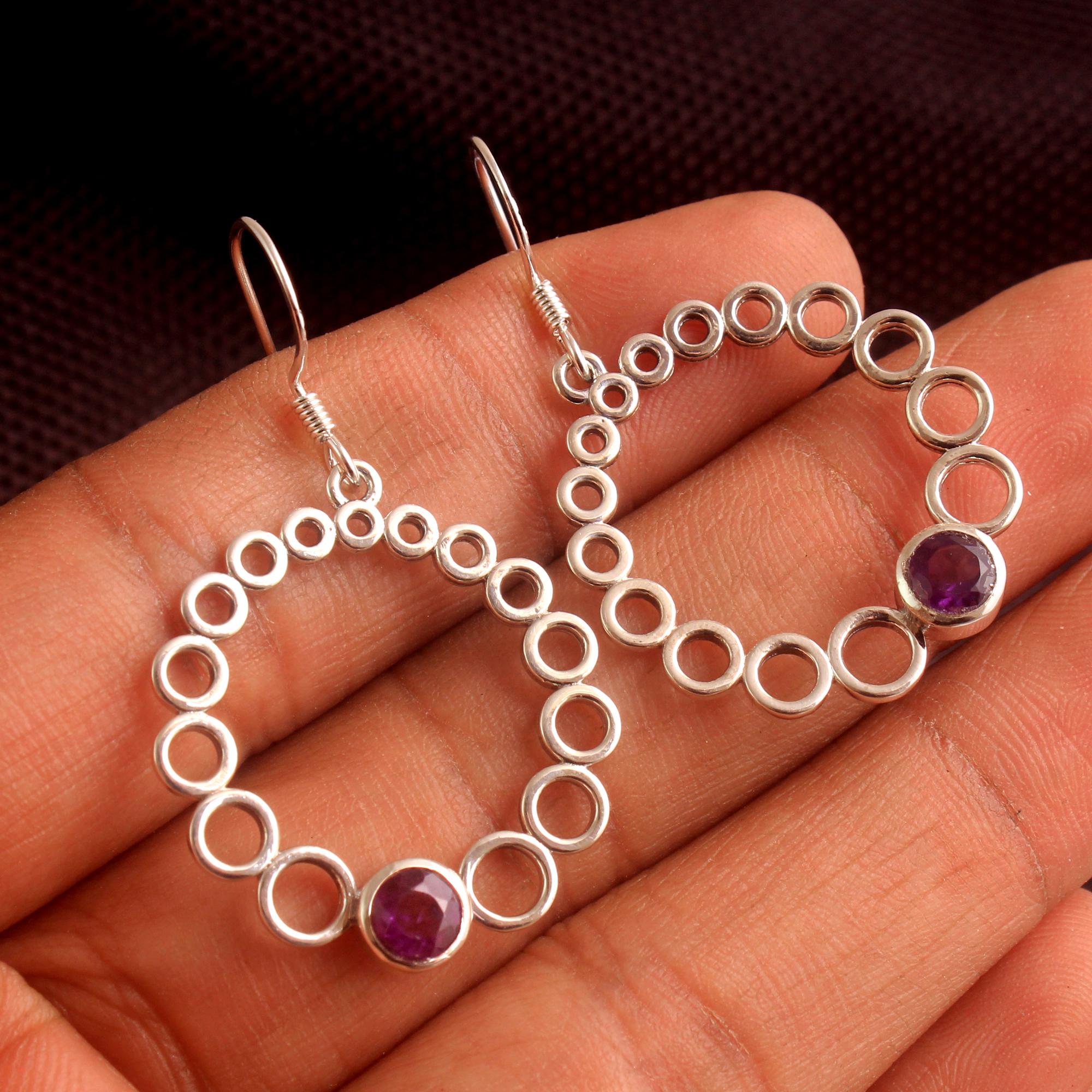 Аметист Сердолик Ларимар Гранат Ручной Работы Висячие Серьги Стерлингового Серебра 925 Пробы Женские Ювелирные Изделия фиолетовый