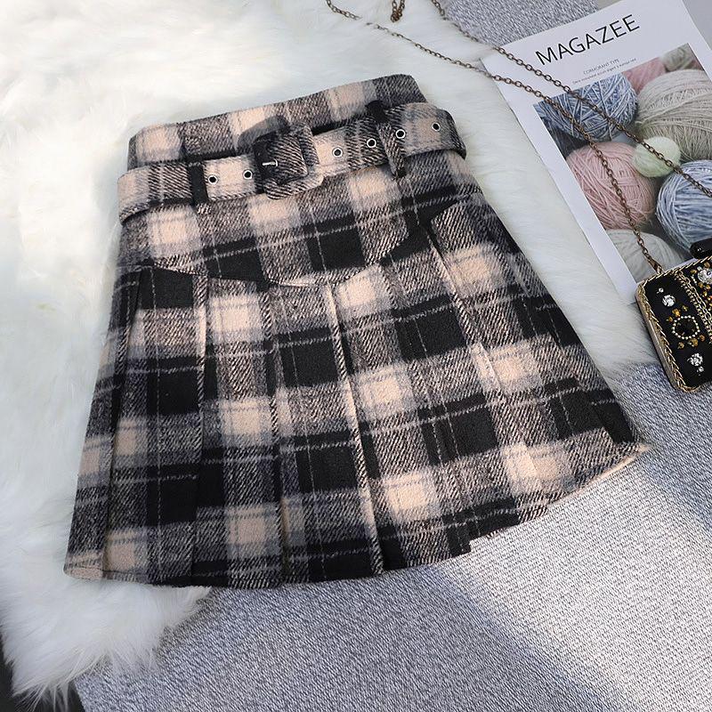 

Red Plaid Wool A-Line Mini Skirt - Women s Plus Size, High Waist, Autumn/Winter 2025 Collection XS чорний