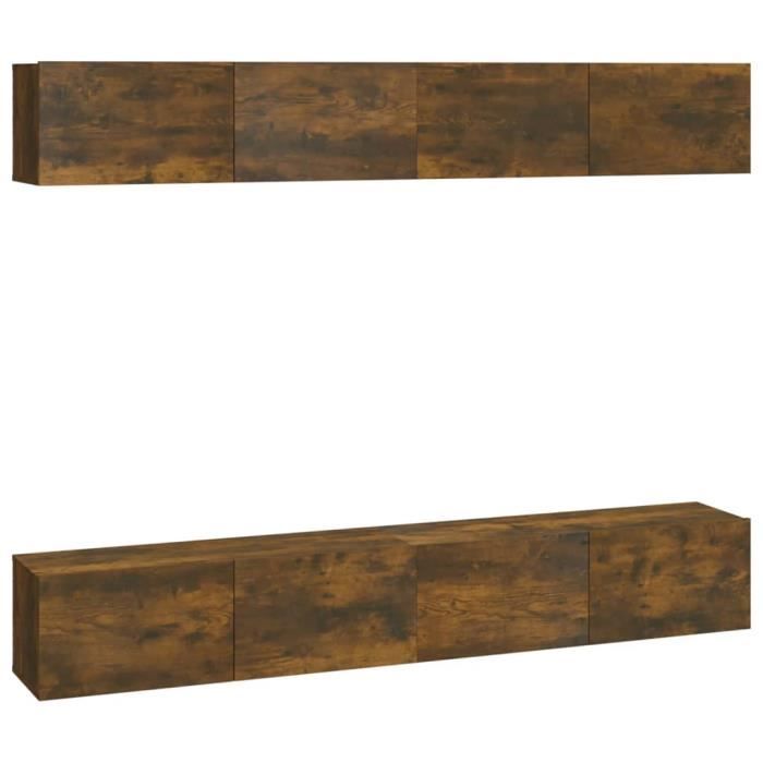 VidaXL Wall-mounted TV Units 4 Pcs Smoked Oak 100x30x30 Cm 3114195