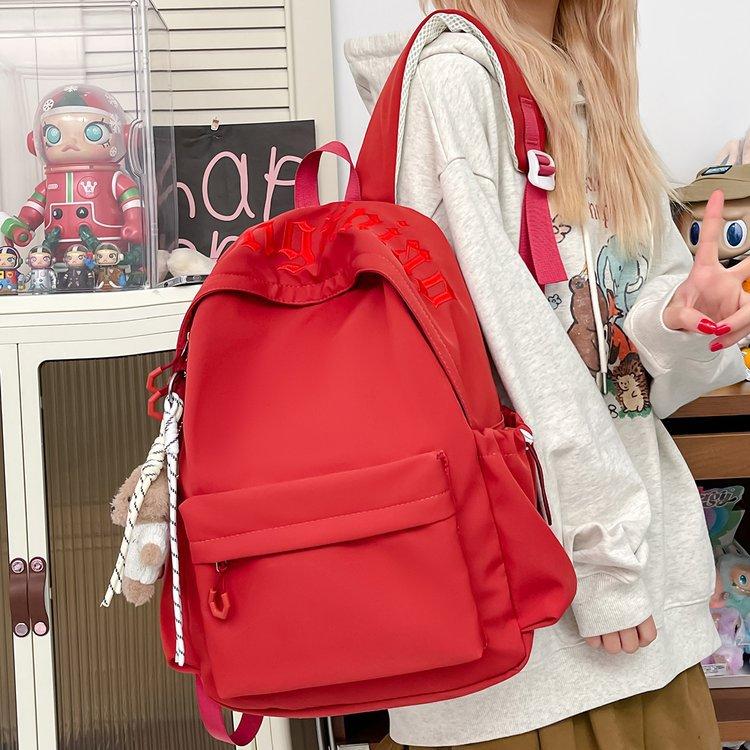 Schoolbagins High value, lightweight embroidery, solid color, large capacity, versatile schoolbag, junior high school student, college student