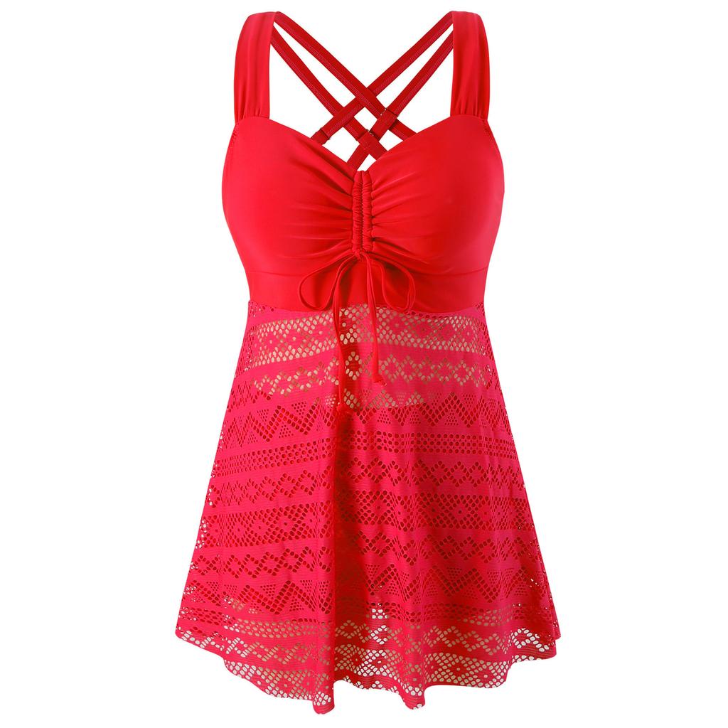 Sommer Store badedrakter Tankini-sett Dame Plus Size Badetøy Strandklær Todelt badedrakt Sportsbasseng Dame Badedrakt