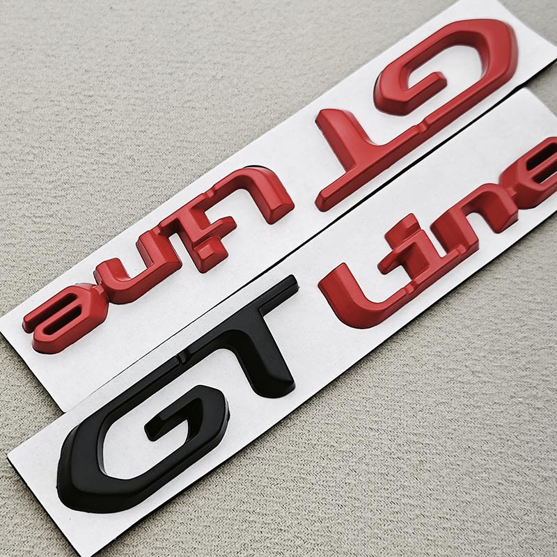 Emblème Logo GT Line Métal Noir Rouge 3D Badge Coffre Voiture Pour Peugeot 208 2008 205 508 5008 207 408 308 3008 GT Autocollant Accessoires