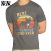 Retro Short Sleeve Shirt Breathable Unisex Round Neck tshirt Cotton Best Frenchie Dad Ever Vintage Sunset Dog Hiphop Boys tops