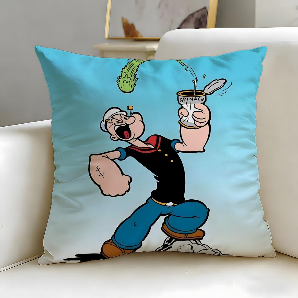 Classic Cartoon Popeye the Sailor Cushion Cover Soft  EasyWash Pillow Case  Versatile for Couch Bed Travel and Office