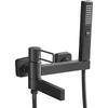 Schwarz/Chrom Messing Badewannen-Duscharmatur Set Handbrause Wandmontage Duscharmatur Hohlgriff Warm- und Kaltwasser-Mischbatterie Wasserfall